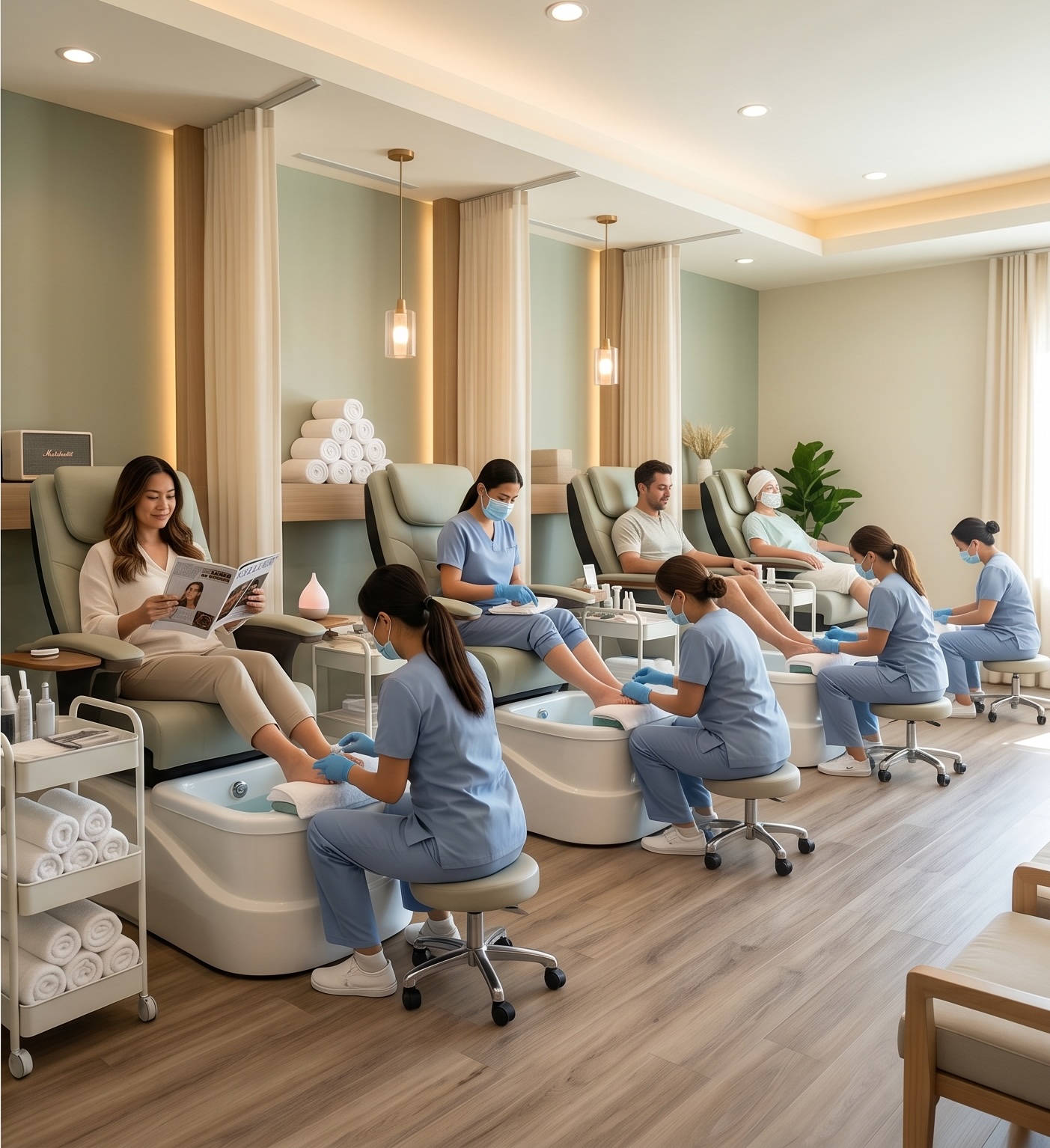 Care Room with 4 Pedicure Stands